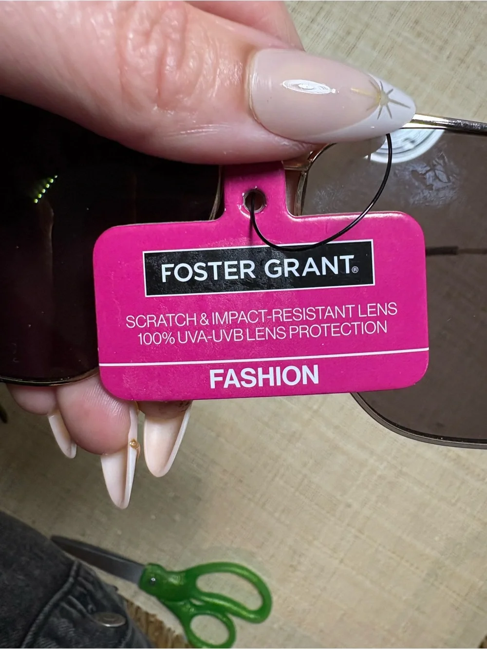 NWT Foster Grant Oversized Square Aviator Sunglasses Brown Gold Metal